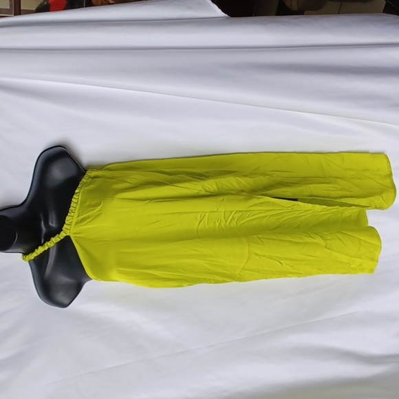 Future Collective One Shoulder Side Slit  Dress Neon Lime - Picture 1 of 6